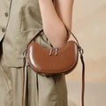 Vintage Genuine Leather Crescent Small Shoulder Crossbody Bags For Women
