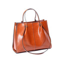 Vintage Genuine Leather Large Shoulder Tote Bag - Caramel