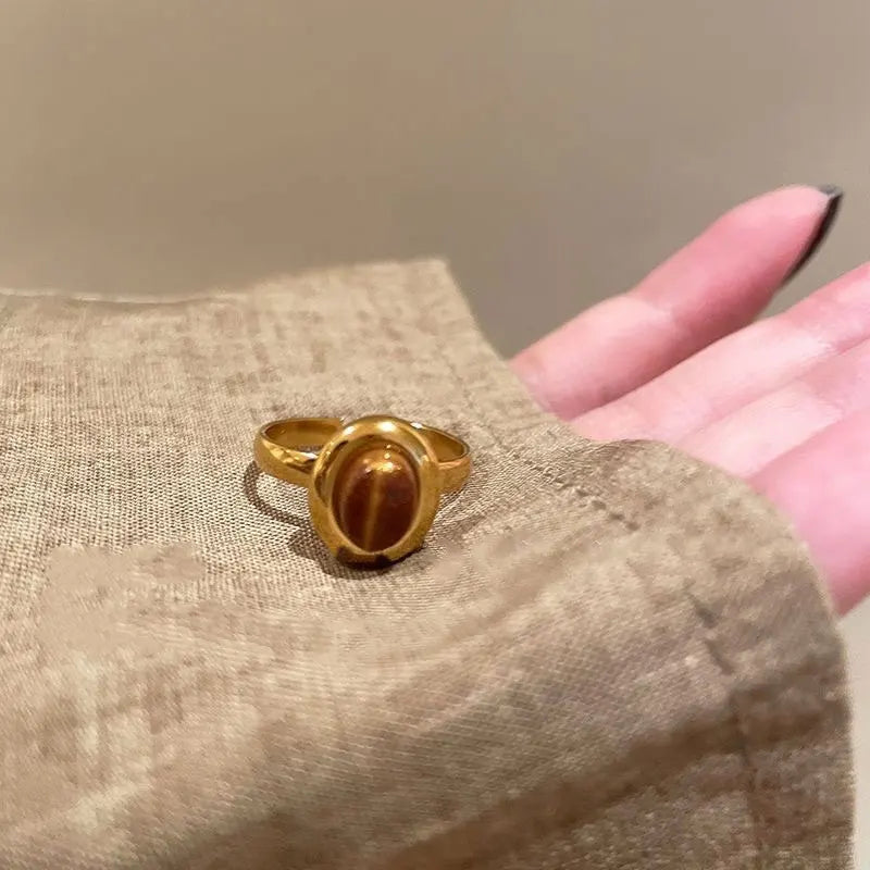 Vintage Gothic Brown Crystal Cross Geometry Open Rings - r915a