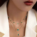 Vintage Grandmother Blue Green Pearl Multilayer Simplicity Necklace - 24131gold - electronic accessories