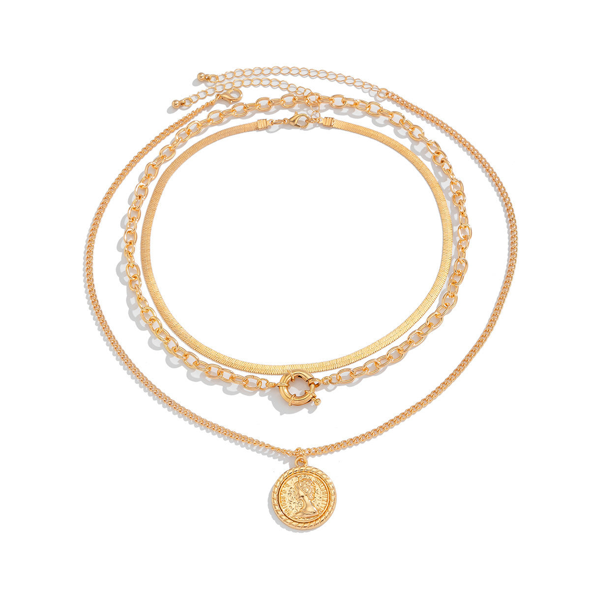 Vintage Ins Portrait Pendant Necklace Suit - electronic accessories