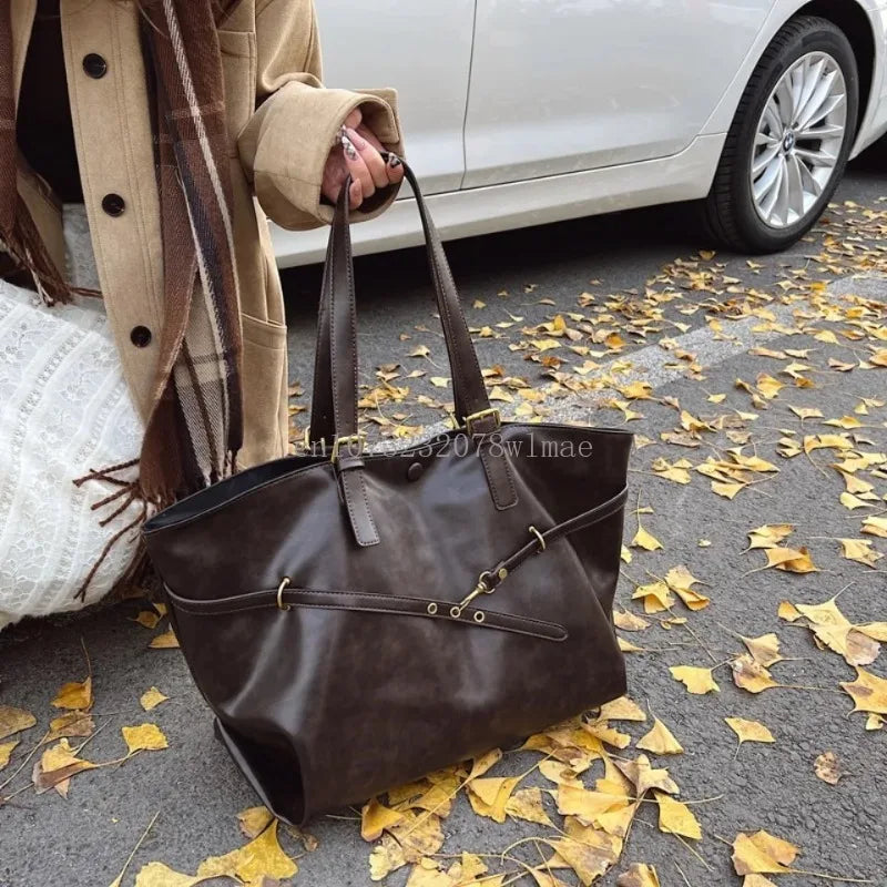Vintage Large Capacity PU Leather Tote Bag