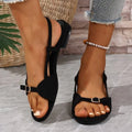 Vintage Line Flat Sandals - black / 35