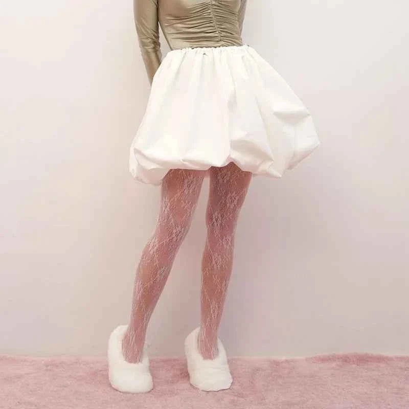 Vintage Loose Fitting Elastic Waist Short Skirt