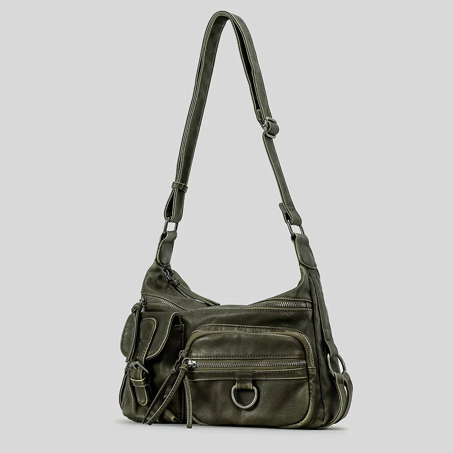 Vintage Multiple Pockets Women Shoulder Bags - Green