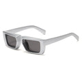 Vintage Rectangle Sunglasses Women - SilverWhite-Black / As the picture