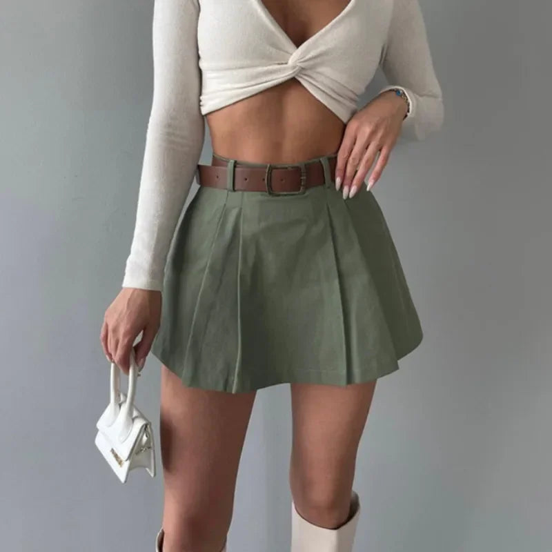 Vintage Solid Shorts Skirts For Women