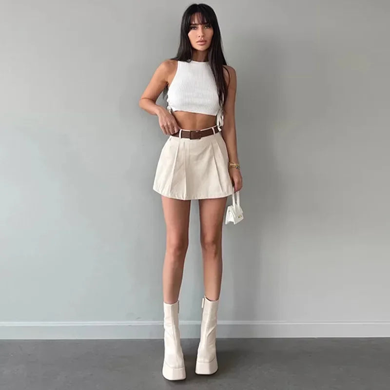 Vintage Solid Shorts Skirts For Women
