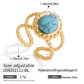 Vintage Stainless Steel Oval Turquoise Ring