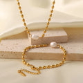 Vintage Stainless Steel Pearl Necklace