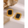 Vintage Stainless Steel Resin Square Stud Earrings - JDE2408071