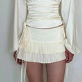 Vintage Tiered Pleated Micro Skirts Women