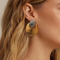 Vintage Two Tone Oval Discs Earrings