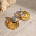 Vintage Two Tone Oval Discs Earrings