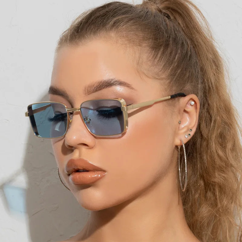 Vintage Women Square Metal Sunglasses