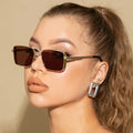 Vintage Women Square Metal Sunglasses - C02 / As shown in the figu