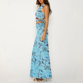Vintage Women’s Floral Print V-Neck Slim Tank Tops + High Waist Long Skirt Set