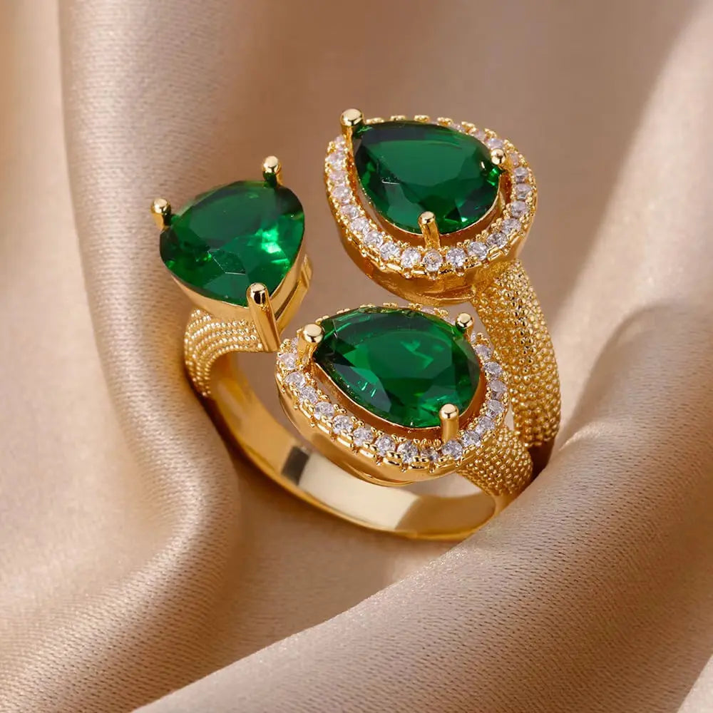 Water Drop Emerald Zircon Ring For Women - electronic accessories