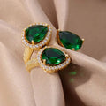 Water Drop Emerald Zircon Ring For Women - electronic accessories