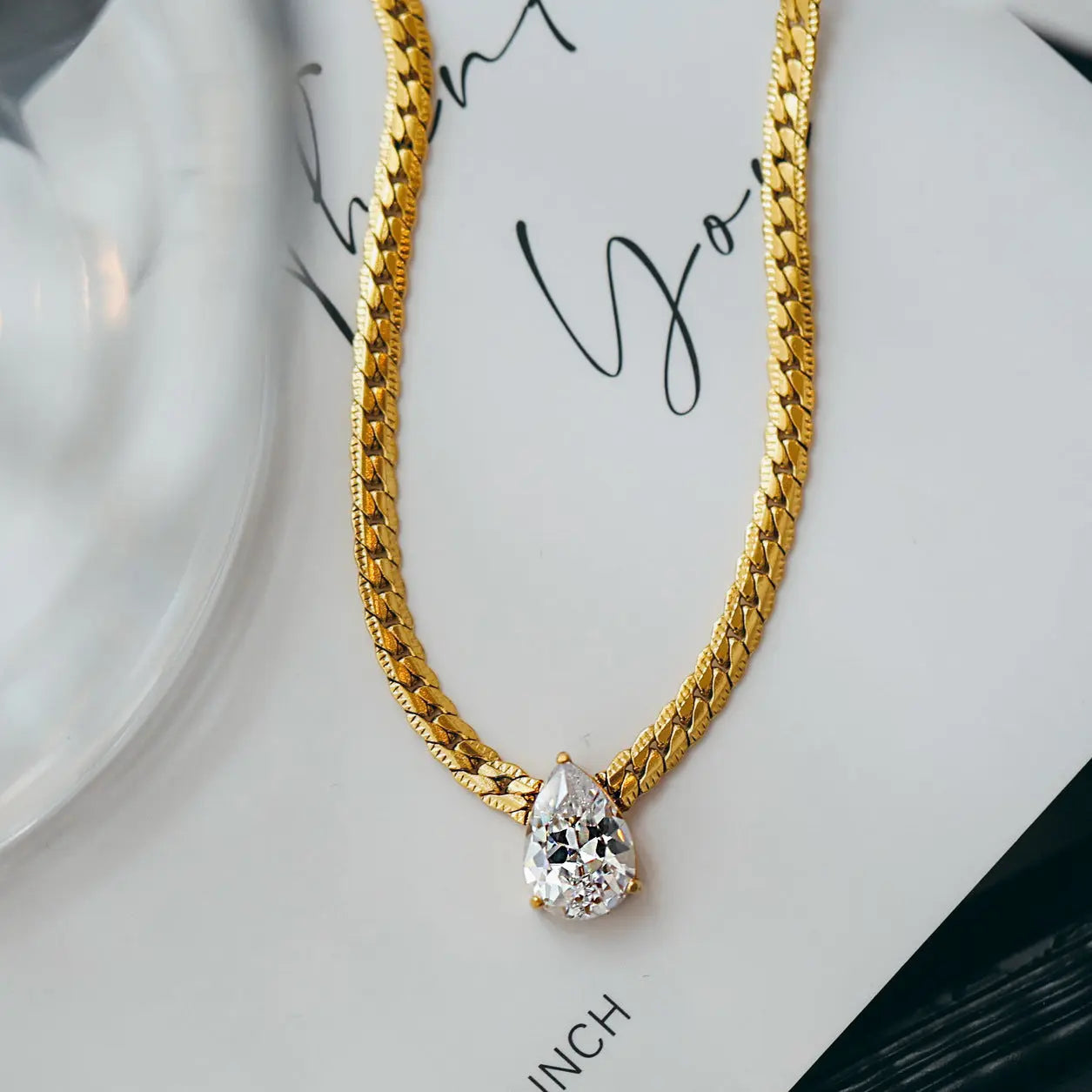 Water Drop Zircon Snake Bone Necklace Clavicle Chain - AL160 - electronic accessories