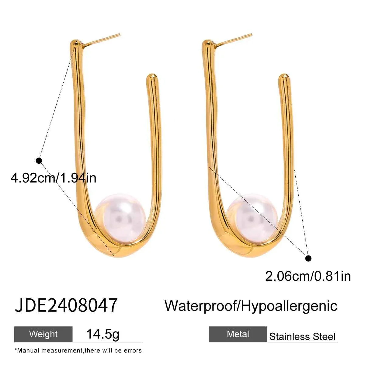 Waterproof Minimalist Imitation Pearls Stainless Steel Earrings