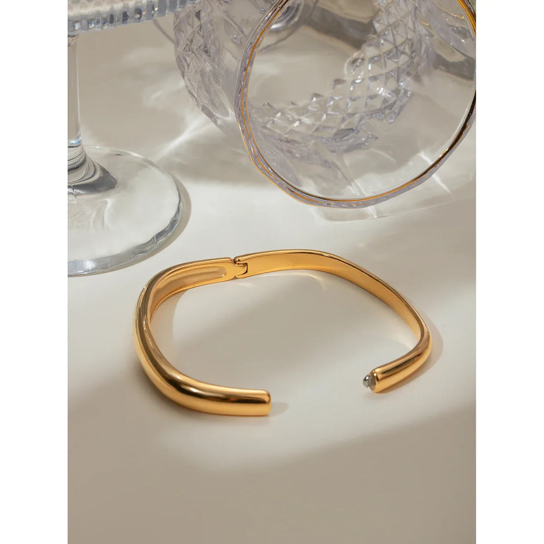 Waterproof Stainless Steel Metal Wide Cuff Bracelet - JDB2405033