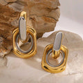 Waterproof Stainless Steel Silver Gold Mixed Color Earrings