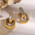 Waterproof Stainless Steel Silver Gold Mixed Color Earrings