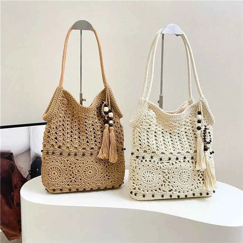 Weave Handbag Large Capacity Shoulder Bag Hollow out Tote Bag