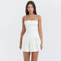 White A Line Dress Elegant Spaghetti Strap Bodycon - refer to size chart 1 / M