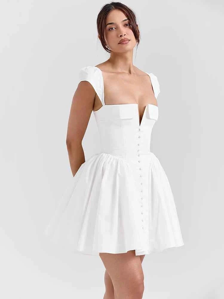 White Backless Mini Dress For Women