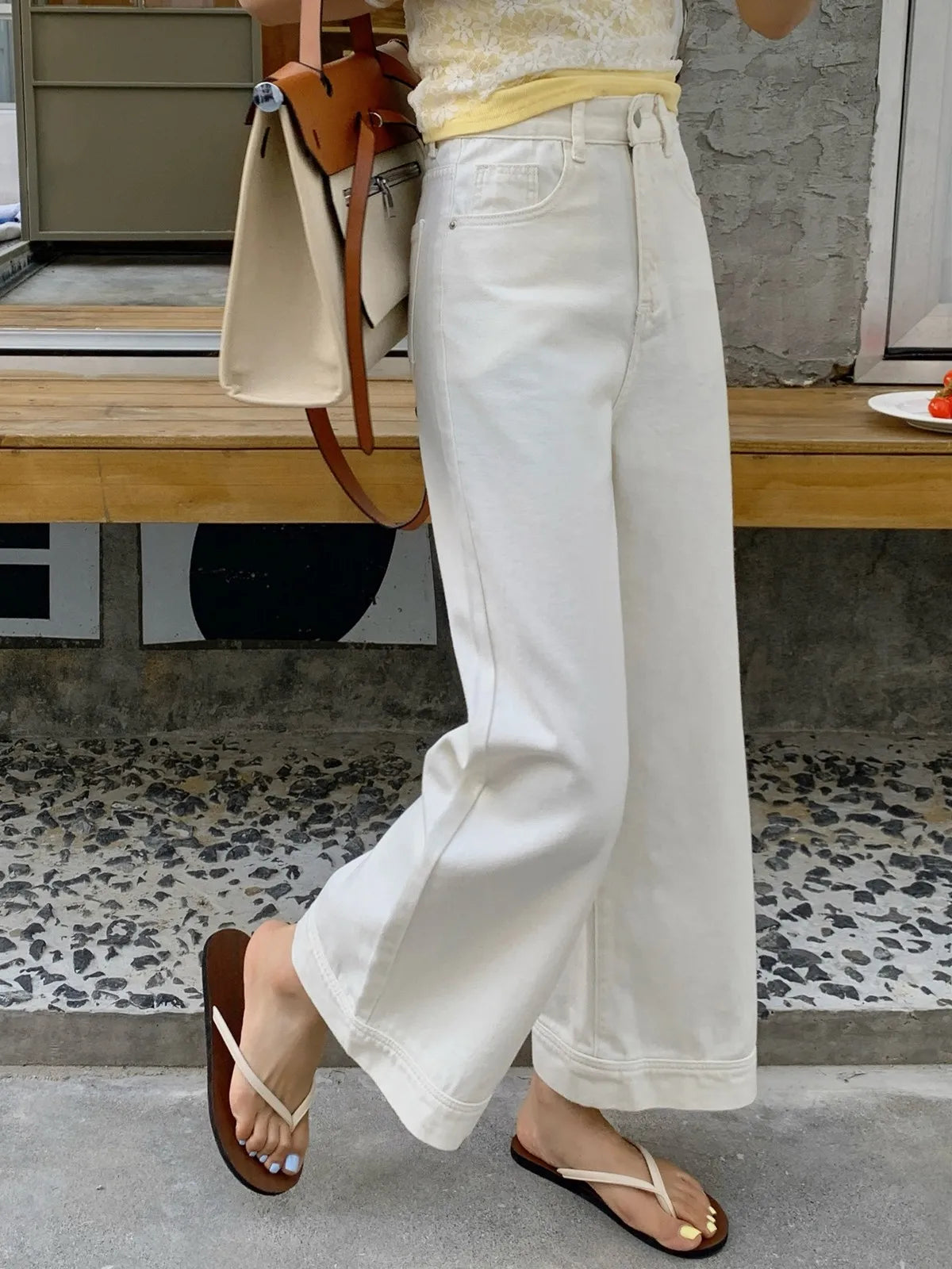 White High Waist Ankle-length Jeans Women Vintage Loose Straight Denim