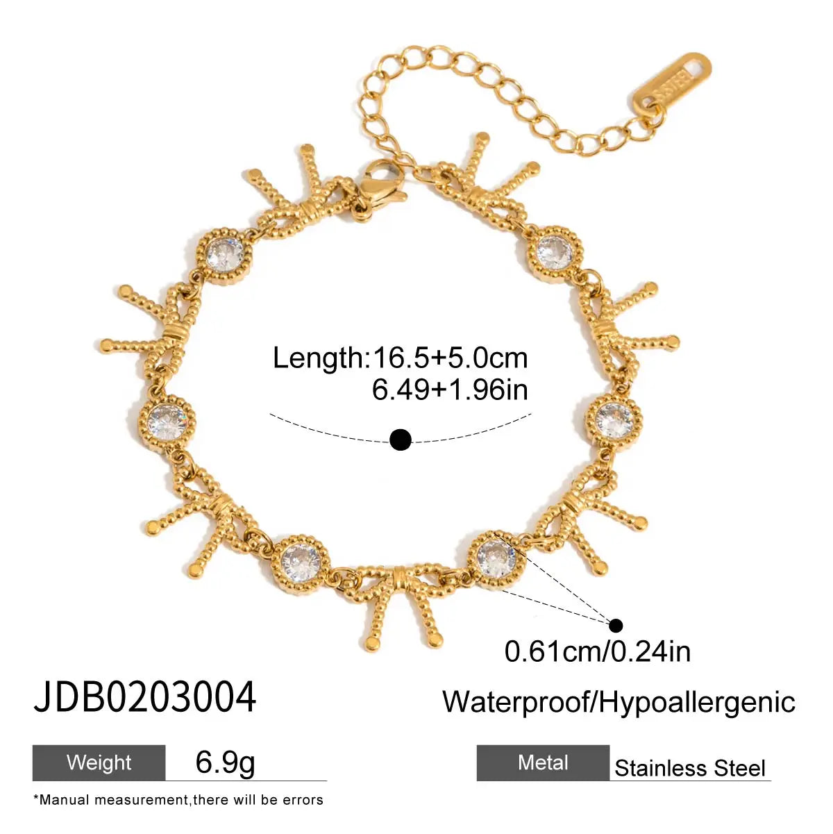 White Zircon Heart Hollow Bracelet Stainless Steel Waterproof - JDB0203004