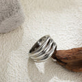 Wide-brimmed Double Layer Simple Textured Women’s Ring - T3025 / No 6 - electronic accessories