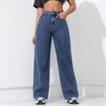 Wide Leg Pants Jeans Women Vintage Denims High Waist - DEEP BLUE / XS