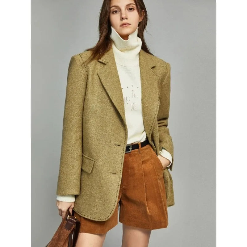 Winter Vintage Blazers Suit Collar Button Loose