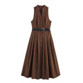 With Belt Midi Skirt Dress - Other