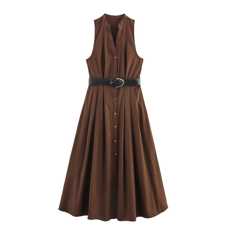 With Belt Midi Skirt Dress - Other