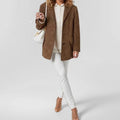 Woman Casual Single Breasted Pocket Long Sleeve Short Coat