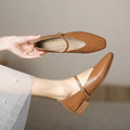 Woman Casual Square Toe Low Soft Soled Shoes - 34 / Brown