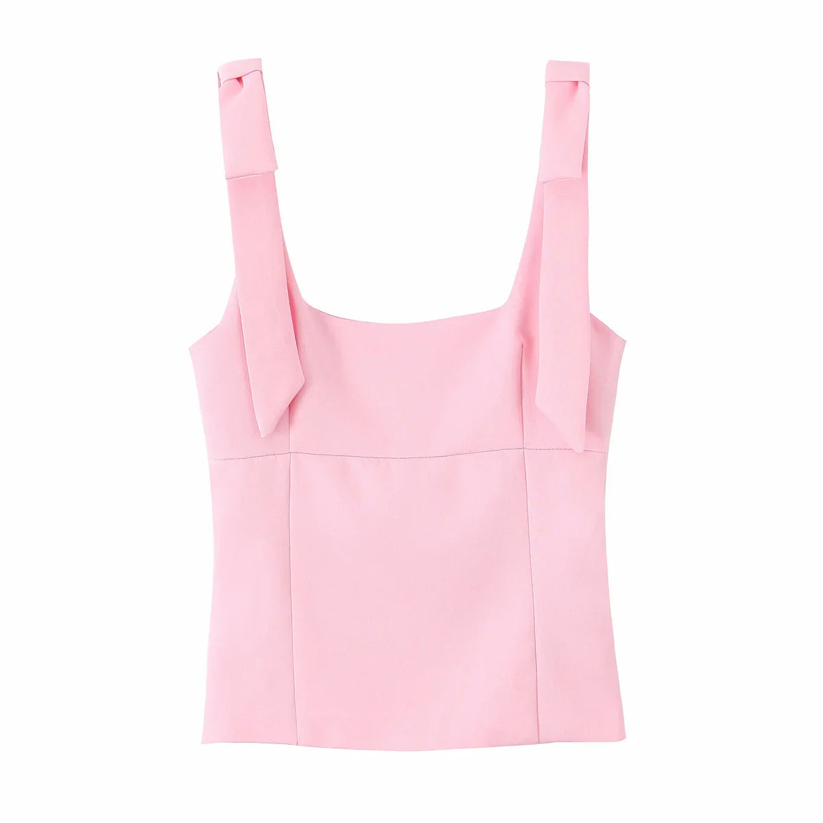 Woman Elegant High Street Solid Side Zipper Slim Tops - pink / S