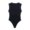 Woman Sleeveless Bodysuit Square Neck - S / black - Other