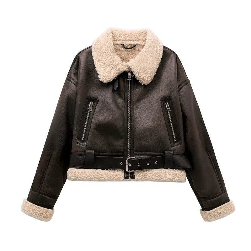 Woman’s Fashion Thick Warm Faux Shearling Jacket Coat - Other