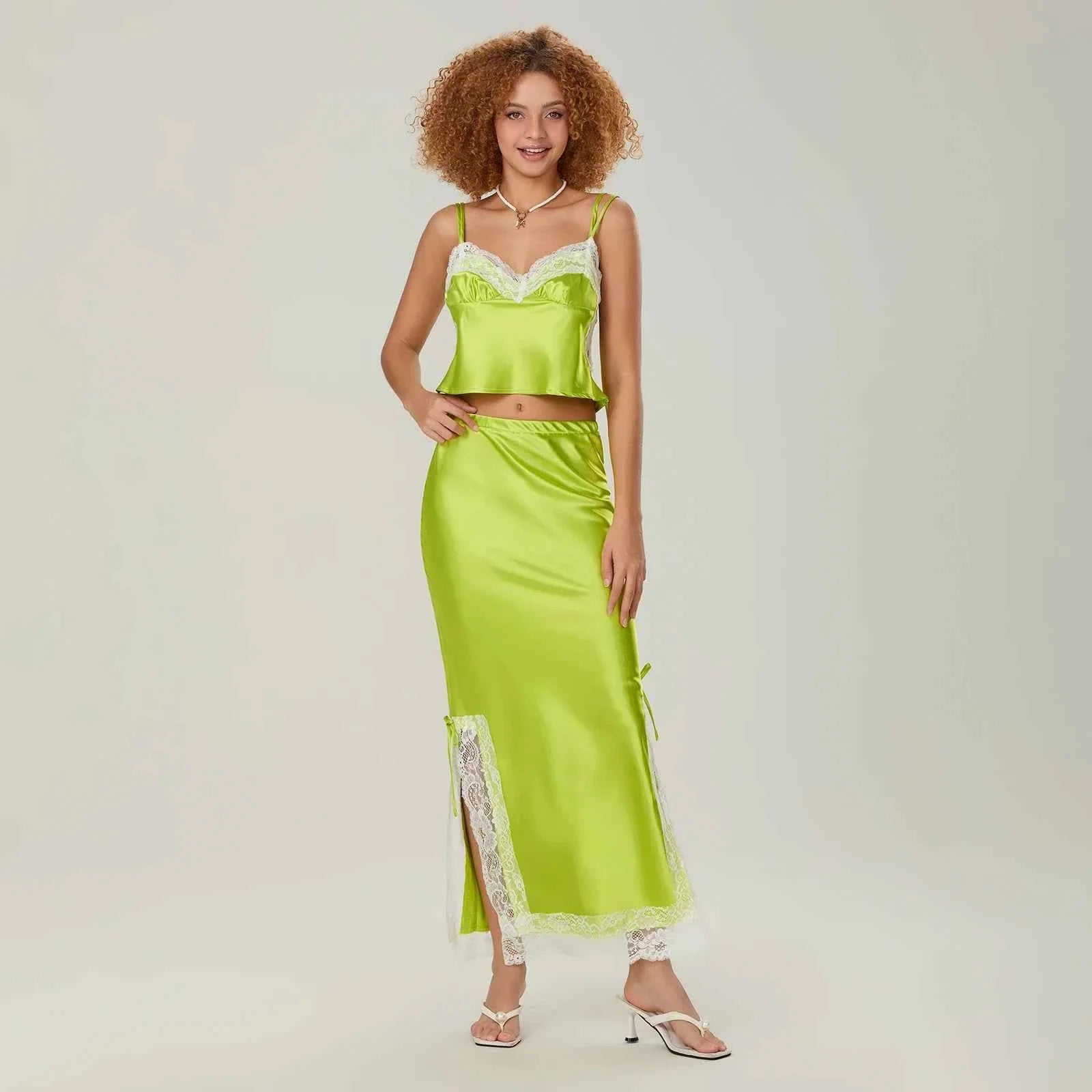 Women 2 Pieces Satin Suit