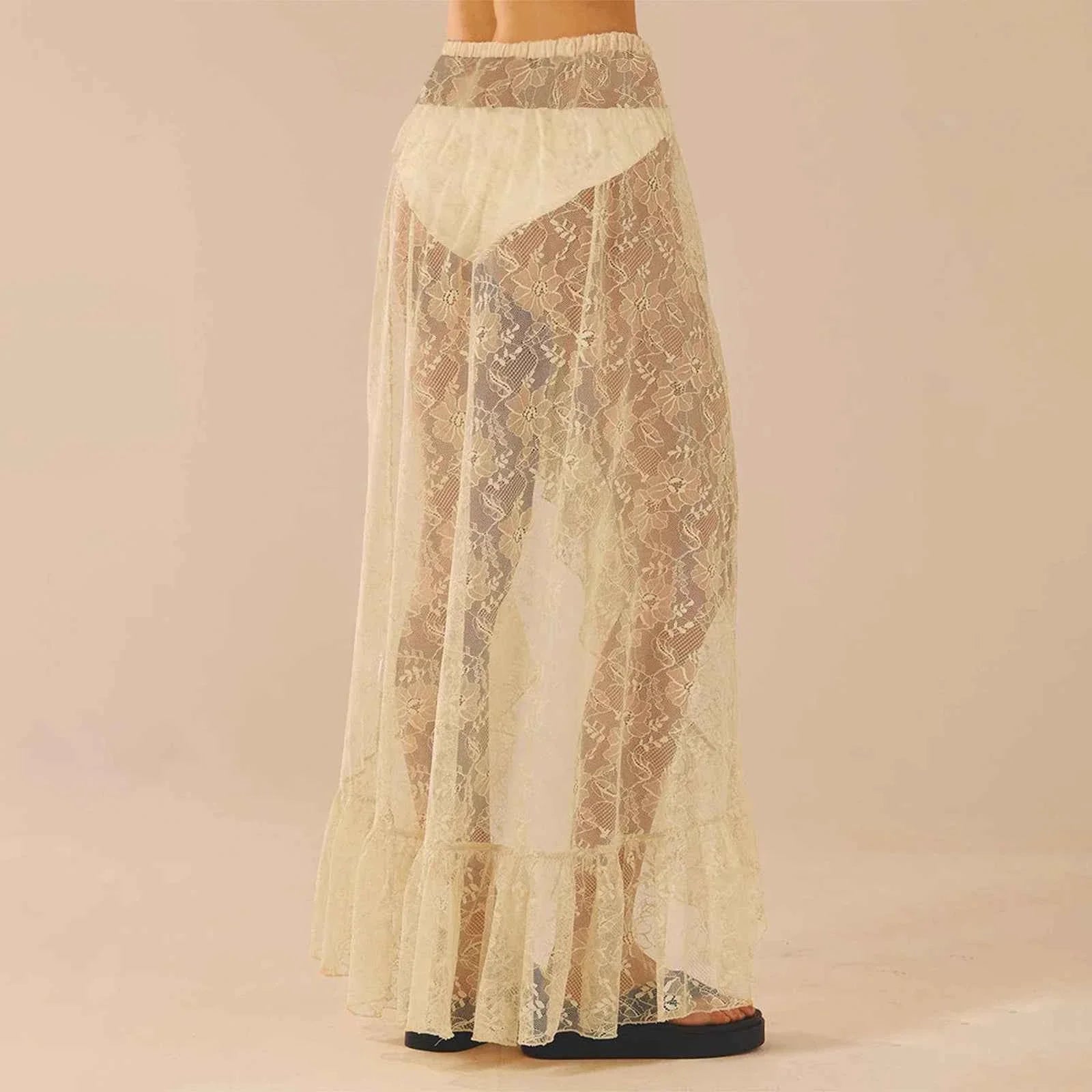 Women Asymmetrical Lace Flowy Skirts