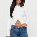 Women Basic Cardigan Slim Fit T Shirt Blouse - A / L