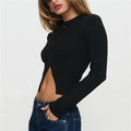 Women Basic Cardigan Slim Fit T Shirt Blouse - B / L
