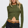 Women Basic Cardigan Slim Fit T Shirt Blouse - F / S