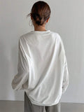 Women Basic Long Sleeve Loose O-neck T-shirt - Other