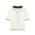 Women Beige Bow Lace Up Knitted Sweater